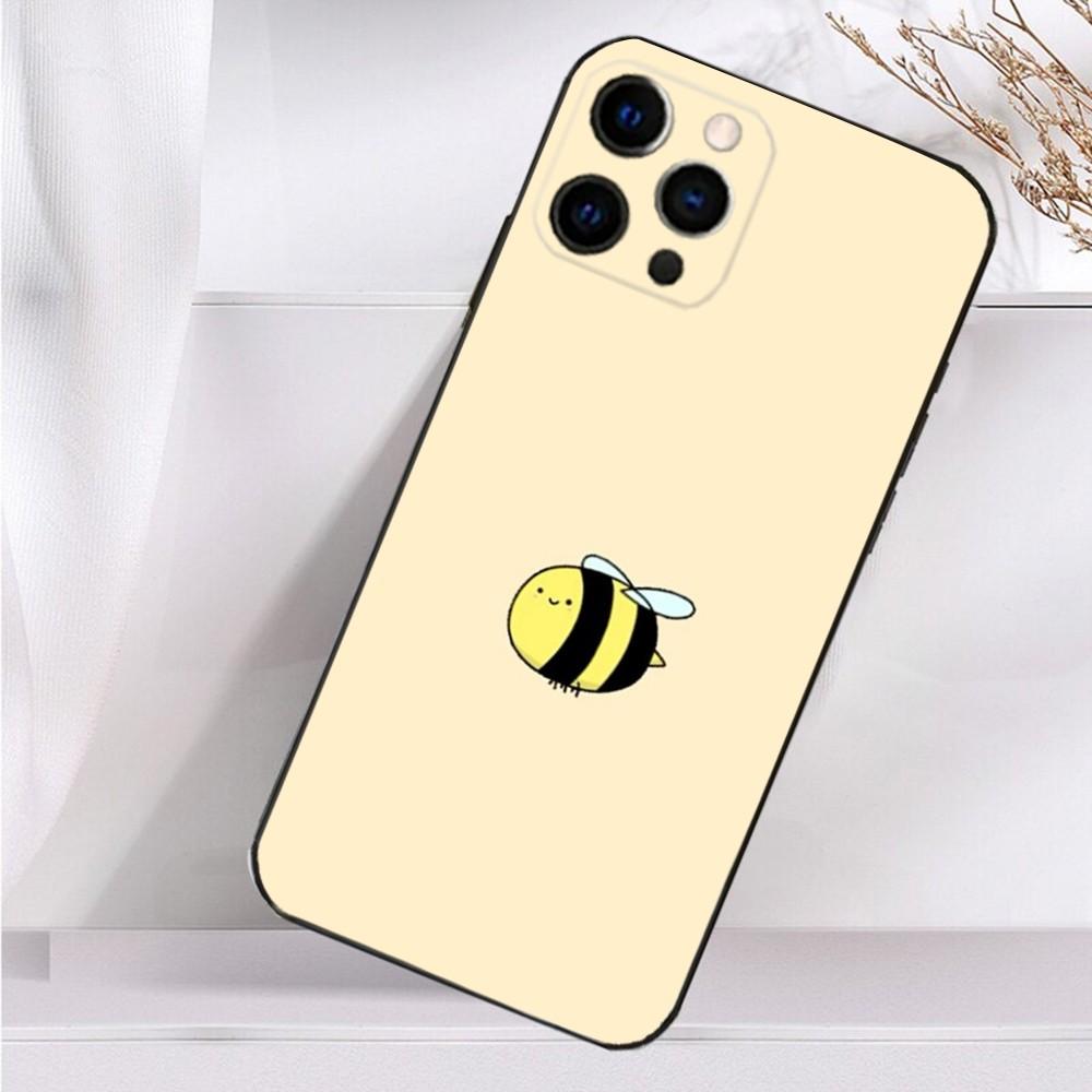 Мультяшный Чехол для Телефона с Маленькими Желтыми Пчелками Для iPhone 16,15,14,13,12,11 Plus,Pro Max,XS,X,XR,SE,Mini,8,7 Мягкий Силиконовый Черный Чехол