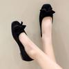 Fashion Ladies Footwear with Bow Slip-on Square Toe Women's Flat Shoes Elegant Dress Cheap Liquidation Wholesale Offer Genuine Mark Y2k