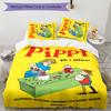 Pippi Longstocking 3pcs Bedding Set Duvet Cover Closure Includes 1 Duvet Cover & 2 Pillowcases for All Seasons Bedroom Home Dorm Decor
