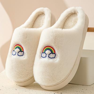 Закажите на размер больше милые хлопковые плюшевые тапочки с медведем, супермягкая подошва, закрытый носок, туфли на плоской платформе, уютные и теплые домашние тапочки