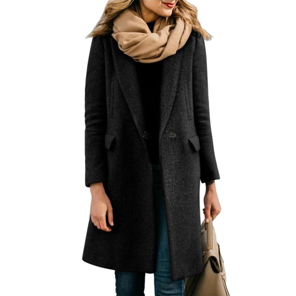 Women's Autumn And Winter Long Hidden Button Woolen Coat