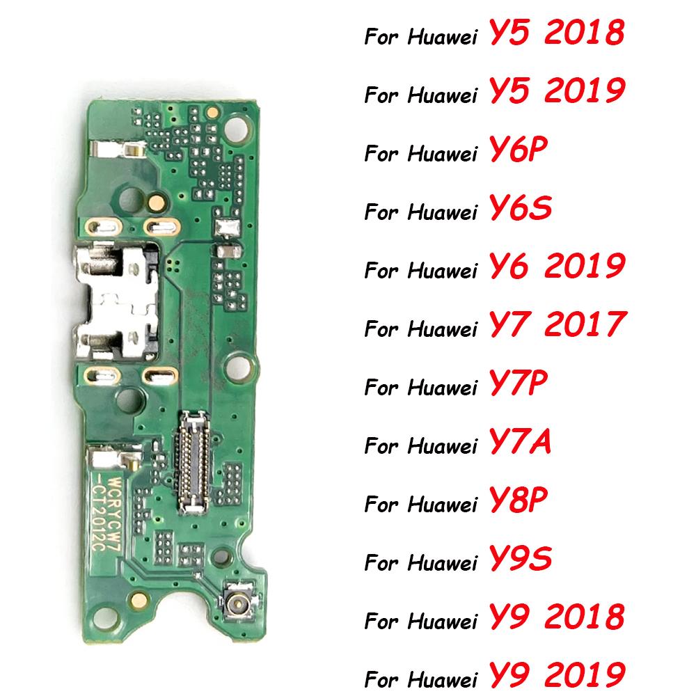 Зарядная плата с USB-портом, шлейф для Huawei Y1 Y6 1117 1118 1119 Y7P Y8P Y9S Y7A, разъем док-станции с микрофоном