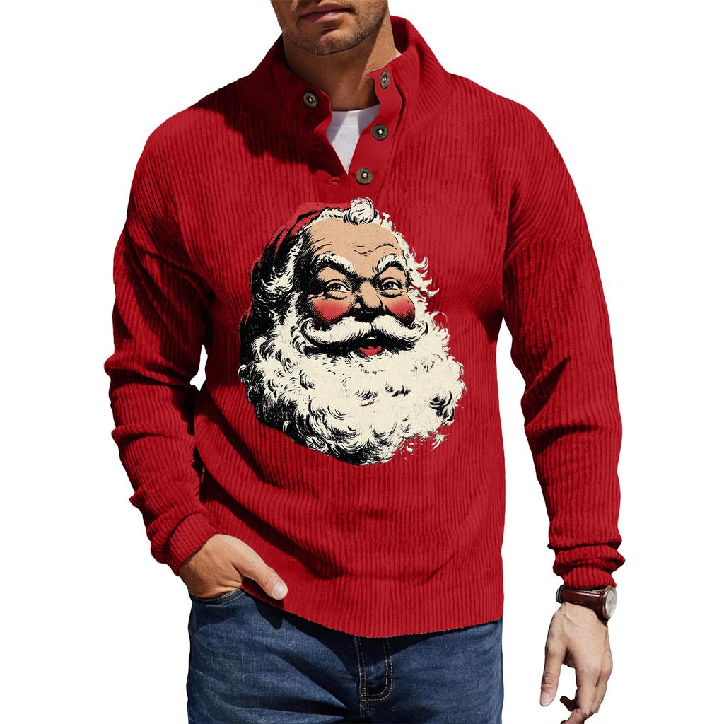 Мужская вельветовая рубашка на пуговицах с рождественским принтом