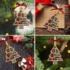 Wooden Book Tree Decoration Christmas Hollowed Pendant, Cross/Christmas Hanging Ornament, Decorative Bookish Pendant Plaid Bow Decor Craft for