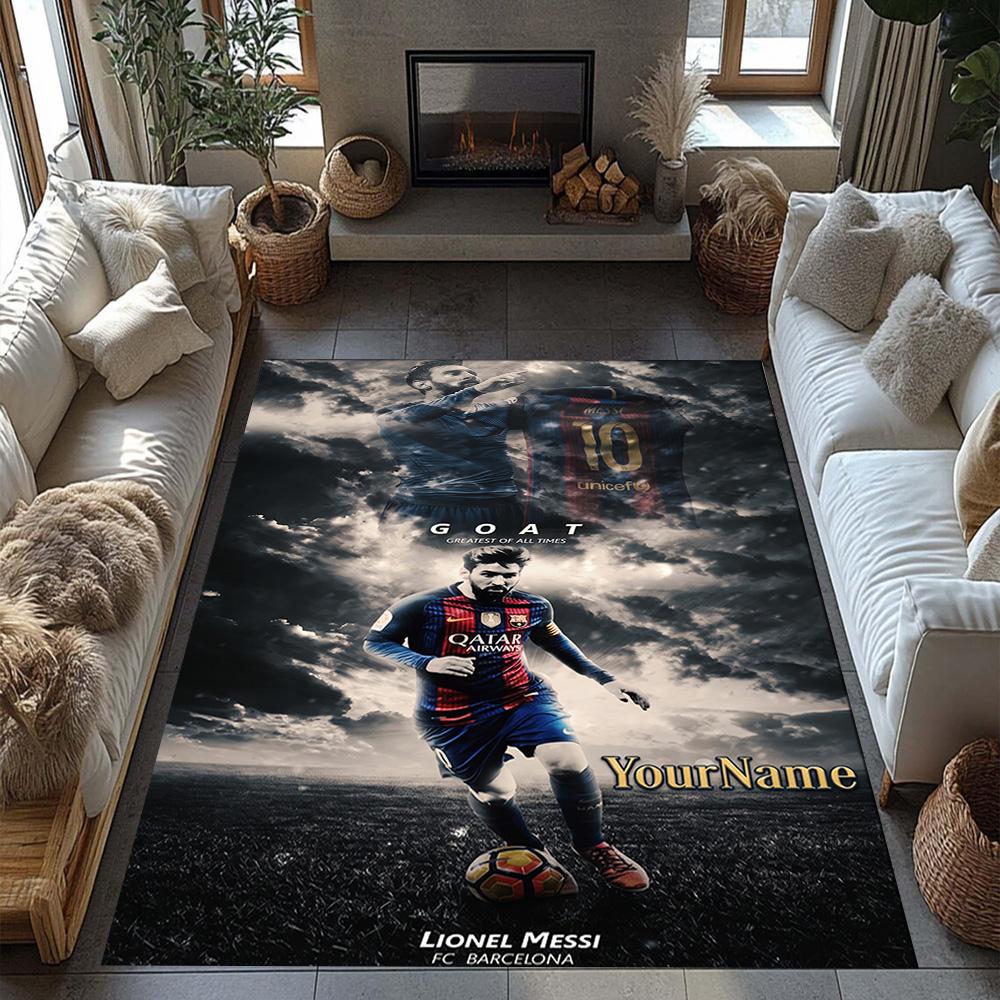 Messi 13 Personalized Text Floor Rug Office Rug Suitable for Foyer Living Rooms Game Room Bedrooms Antislip Carpet Decorate Offices