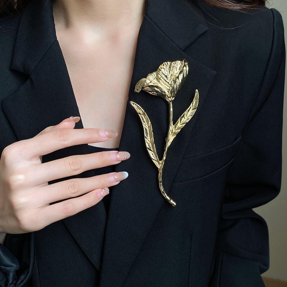 Zinc Zinc Alloy Tulip Brooch Suit Charm Deco Clothing Pin Accessories Flower Bud Brooch  Ladies