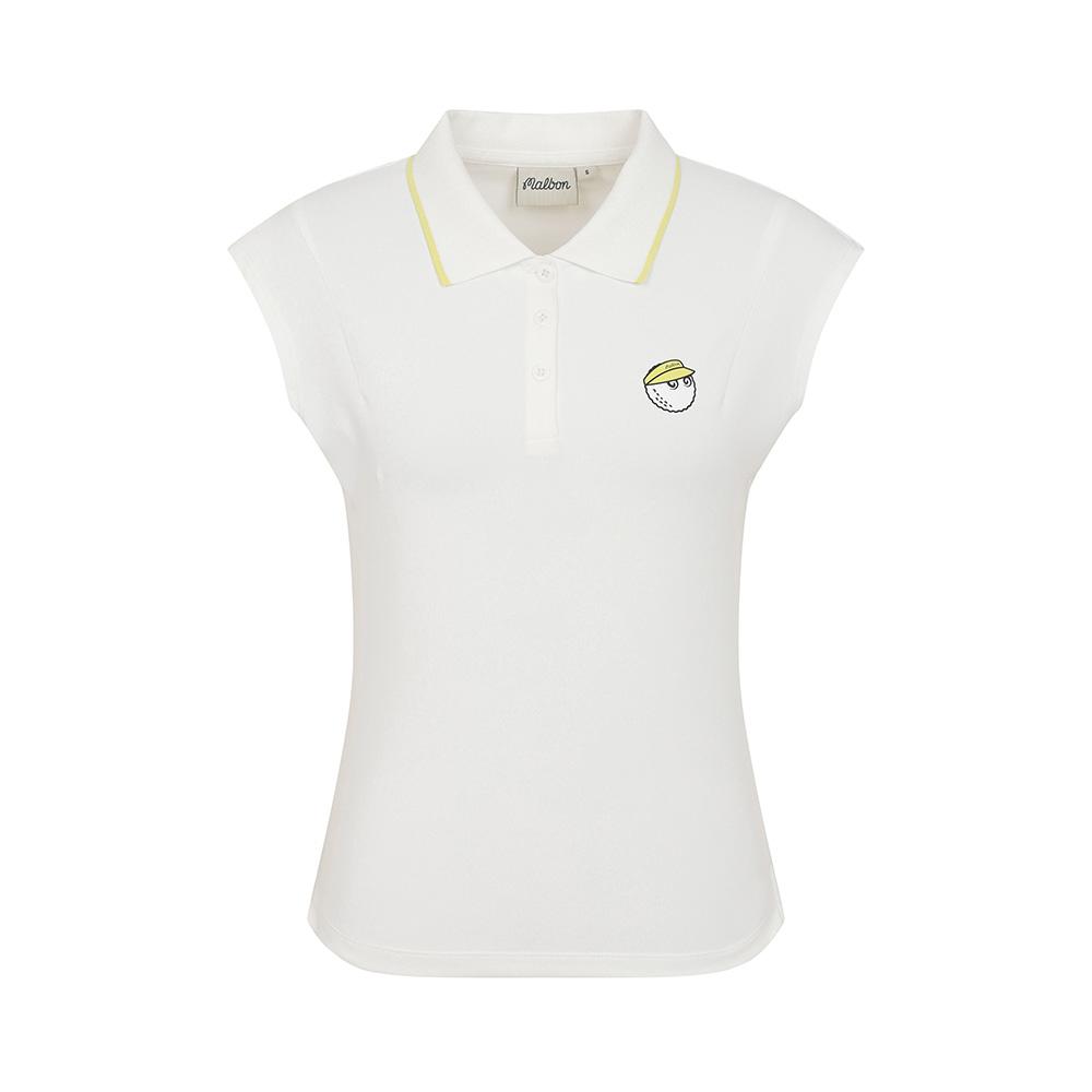 MALBON GOLF Cap Sleeve Slim Collar Top White (Woman)