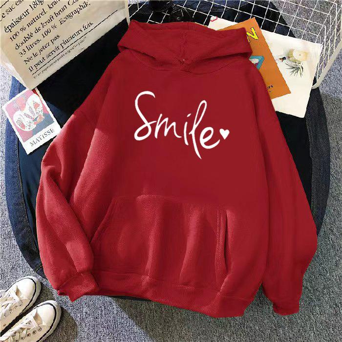Женские свободные повседневные толстовки с капюшоном и буквенным принтом в корейском стиле с длинным рукавом для осени и зимы