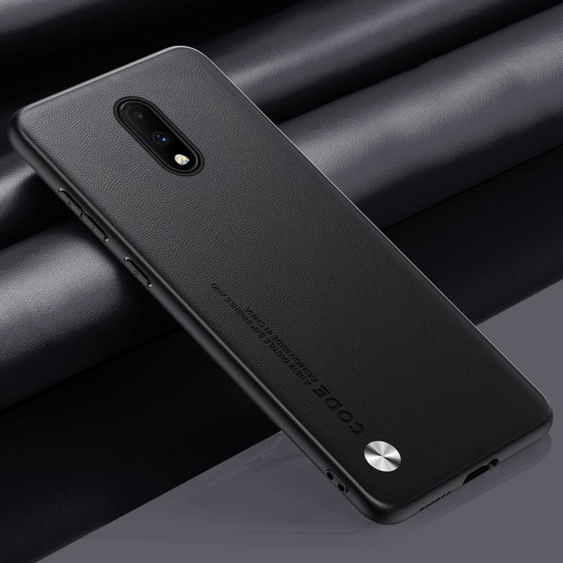 Luxury PU Leather Case For OnePlus 7 Back Cover Matte Silicone Shockproof Full Protection Phone Case For One Plus 7 OnePlus7