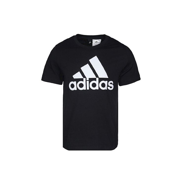 adidas Футболка мужская спортивная с коротким рукавом и круглым вырезом, с логотипом, черная, CD4864