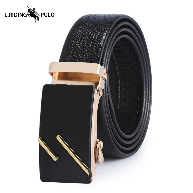 Мужской кожаный ремень с автоматической пряжкой, деловой ремень в корейском стиле, креативный, для досуга, универсальный, износостойкий, подарочный ремень