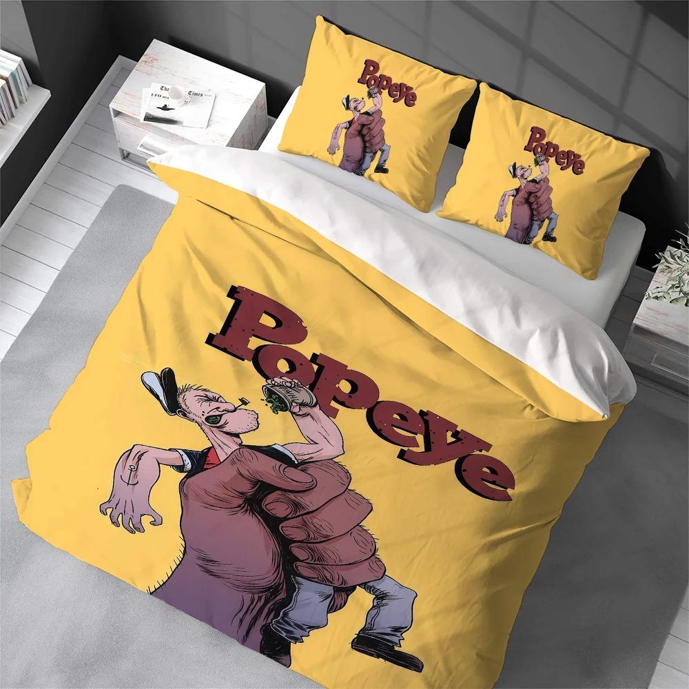 Exquisite Cute Cartoon P-popeye Bedding Set Kids Duvet Cover Pillowcase Youth Kids Girl Boys Gift Bedroom Decoration135x200cm