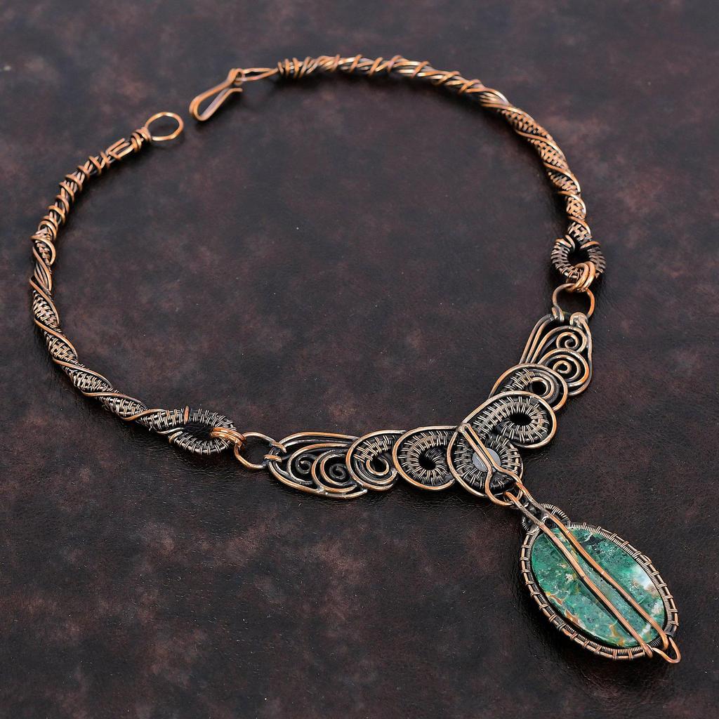 Ожерелье из куприта и хризоколлы, медная проволока, ожерелье из драгоценных камней, медная проволока ручной работы, ювелирные изделия, ожерелье из радужного лунного камня, подарок для мамы