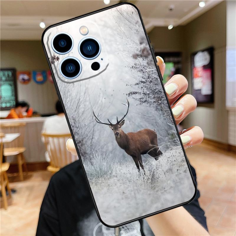 Animal Deer Case For iPhone 17 15 14 13 12 11 16 Pro Max Mini Plus 16e 17 Air Bumper Cover Accessories