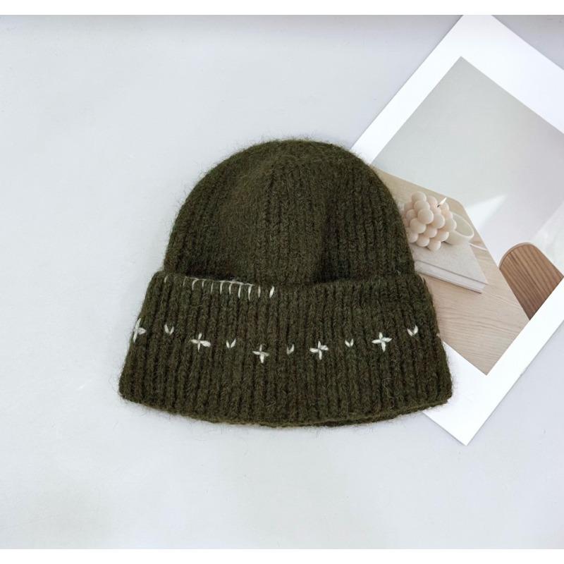 25 Ранняя осень новая шапка из шерсти контрастных цветов с необработанным краем женская новая универсальная теплая шапка вязаный рукав