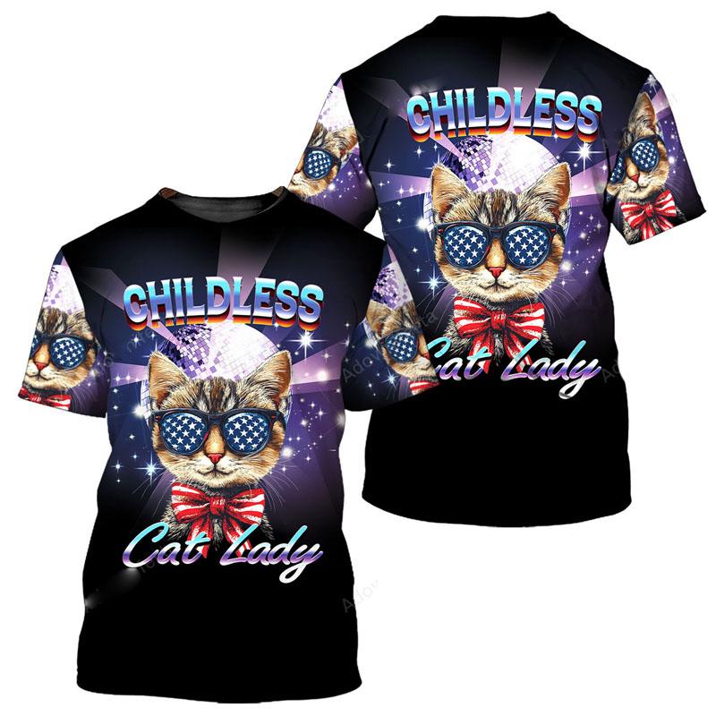 Футболка с милым домашним котом и 3D-принтом, унисекс, повседневная, смешная, повседневная, с коротким рукавом, красочный ретро-узор, модная футболка