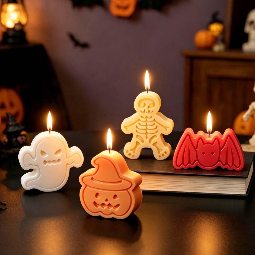 Ghost/Skull/Bat/Pumpkin Shaped Halloween Candle Mold Halloween Silicone Mold Making Supplies