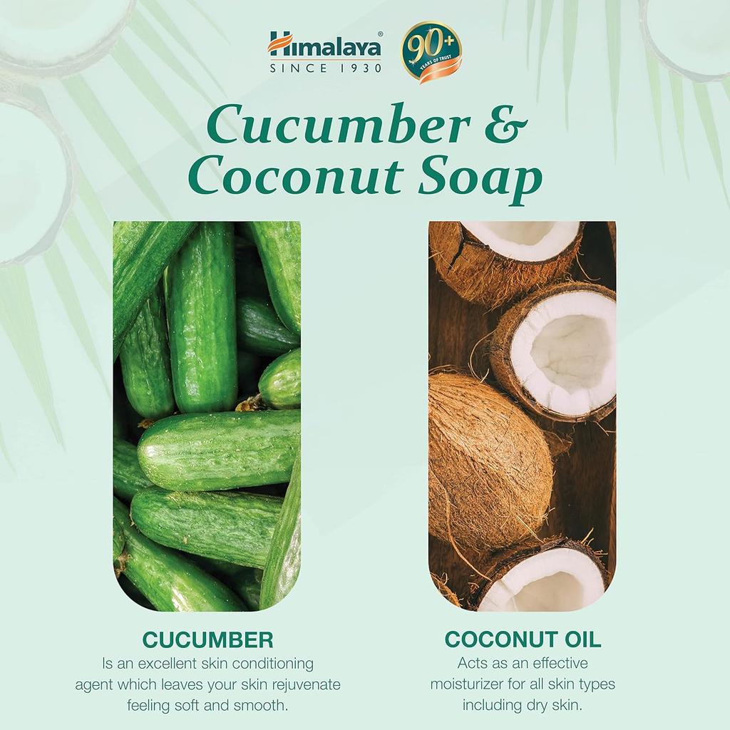 Himalaya Herbals Refreshing Cucumber Soap & Coconut Soap, 75gm X Pack of 3