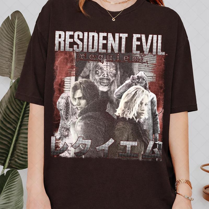 Винтажная футболка Comfort Colors Resident Evil Requiem Винтажная потертая футболка для фаната Леона Кеннеди