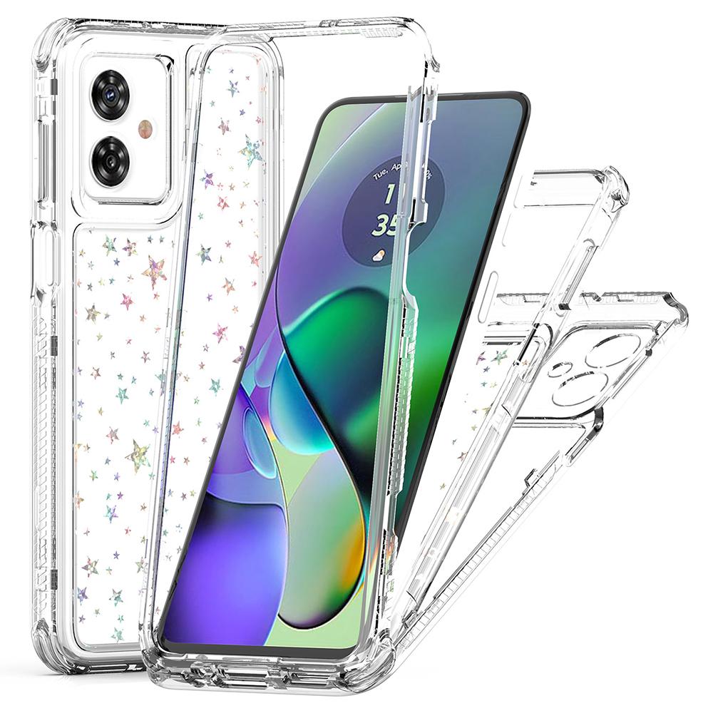 For Motorola Moto G54 5G/G55 5G Case Precise Cutouts Acrylic TPU Clear Phone Cover with Laser-printed Film