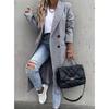 Women's Gray Long Sleeve Winter Woolen Coat