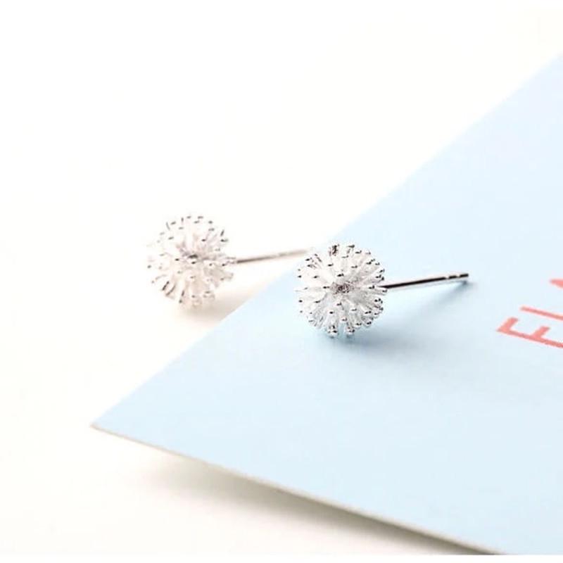 Серьги-гвоздики Beixi Dandelion из стерлингового серебра 925 пробы, круглые, свежий подарок для женщин
