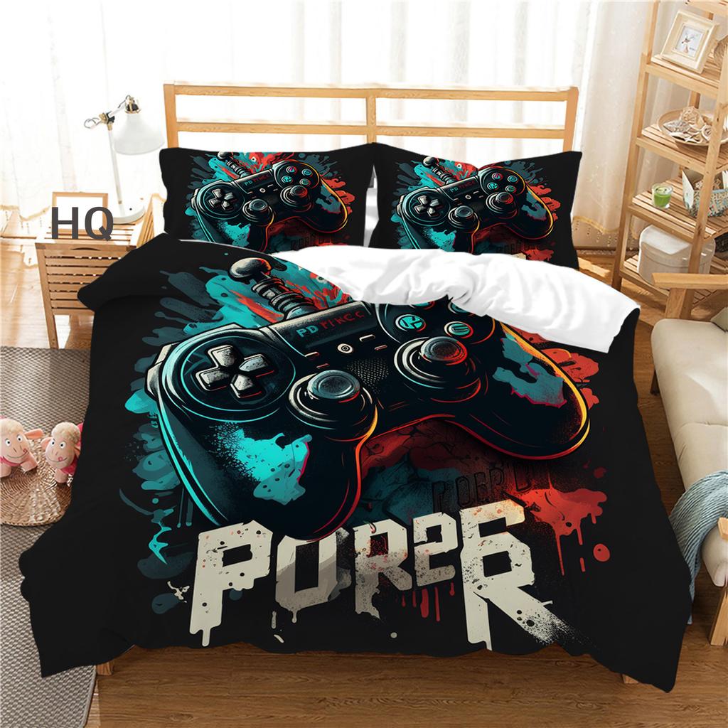 Комплект постельного белья с 3D-плеером, игровая ручка, пододеяльник, наволочка, 2/3 шт., подходит для любителей игр, для мальчиков, для мужчин, для комнаты, на молнии, украшение для дома
