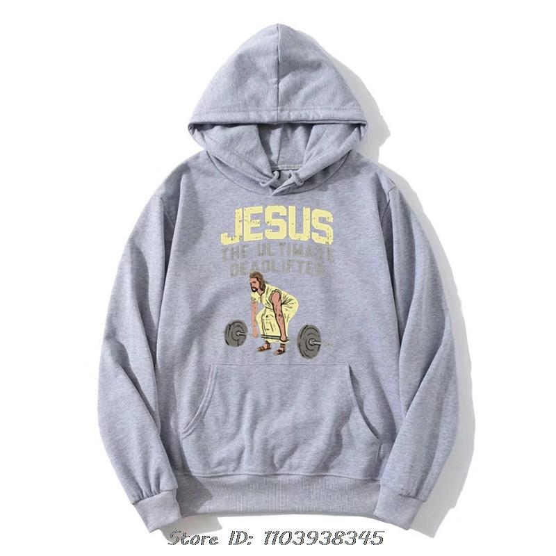 Jesus The Ultimate Deadlifter Graphic Pullover Hoodie Cotton Tops Sweatshirt Oversized Hoody Streetwear fashion zip up Jacket
