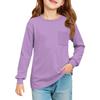 Girls' Long Sleeve Blouse - Round Neck Soft Waist Tunic