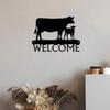 Classic Cow & Calf Farm Cattle Welcome Sign - New 12 Inch Wide Metal Wall Art