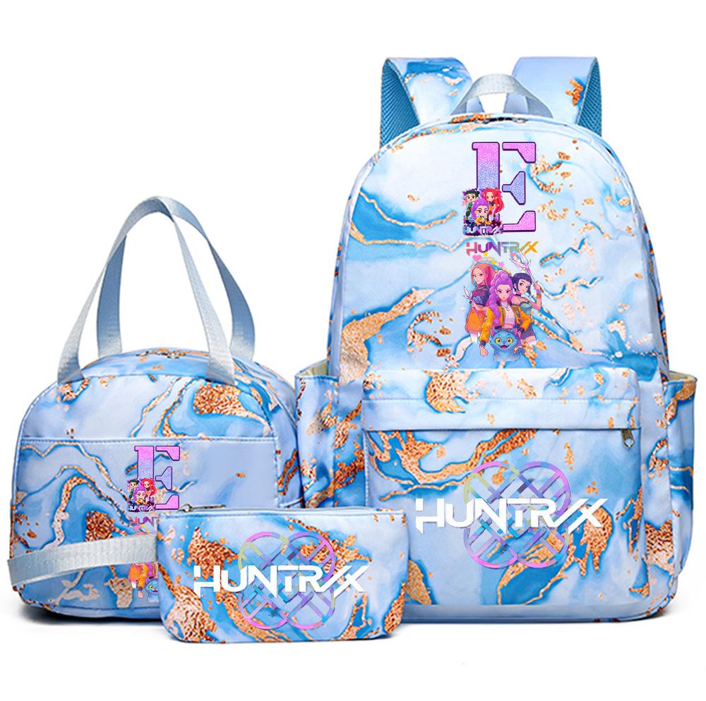 Набор из 3 предметов: аниме рюкзак с принтом английских букв A-Z, пенал, сумка для подростка, студента, девочки, мальчика, школьный рюкзак, дорожная сумка