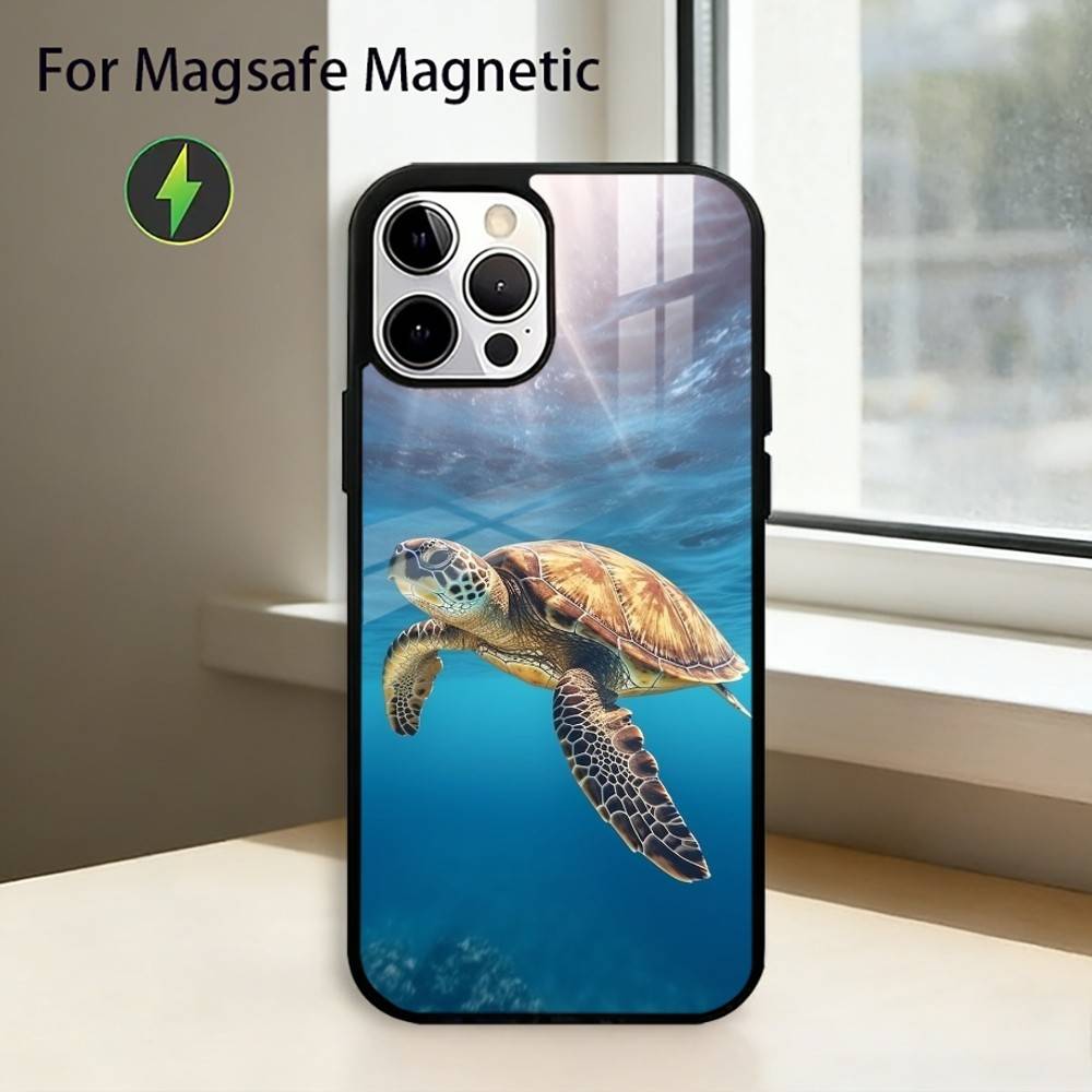 Милый Чехол-Черепашка для Телефона iPhone17,16,15,14,13,12,11 Plus,Pro Магнитный с Беспроводной Зарядкой Magsafe