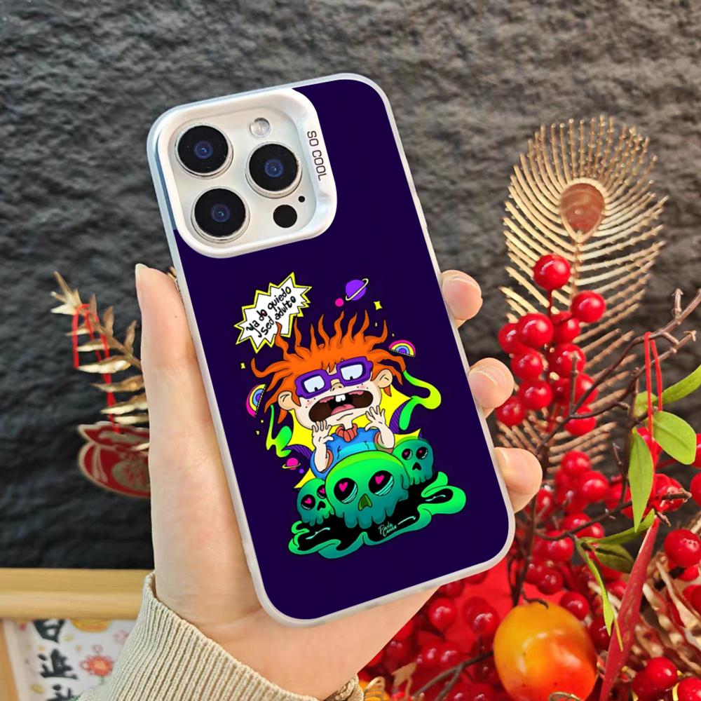 C-Cartoon Rugrat Phone Case For Iphone 17 16 15 14 Pro Max Xr Air Plus Black Silver Hard Shell Cover