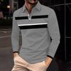 Мужская рубашка для гольфа, повседневная спортивная, с V-образным вырезом, ребристый воротник, с длинным рукавом, модная, повседневная, однотонная, однотонная, весна-лето, стандартная посадка