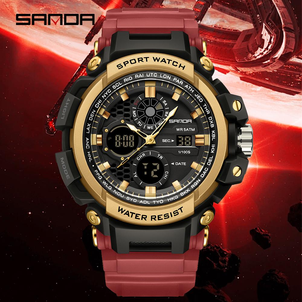 SANDA 3390 New Sports Men's Watches Military Digital Watch Waterproof Wristwatch for Male Clock Shock Relogios Masculino