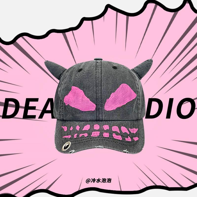 Бейсболки в американском стиле панк с изображением демонического рога и граффити для женщин, летние и осенние уличные тренды, универсальные мужские шляпы в стиле хип-хоп Y2K