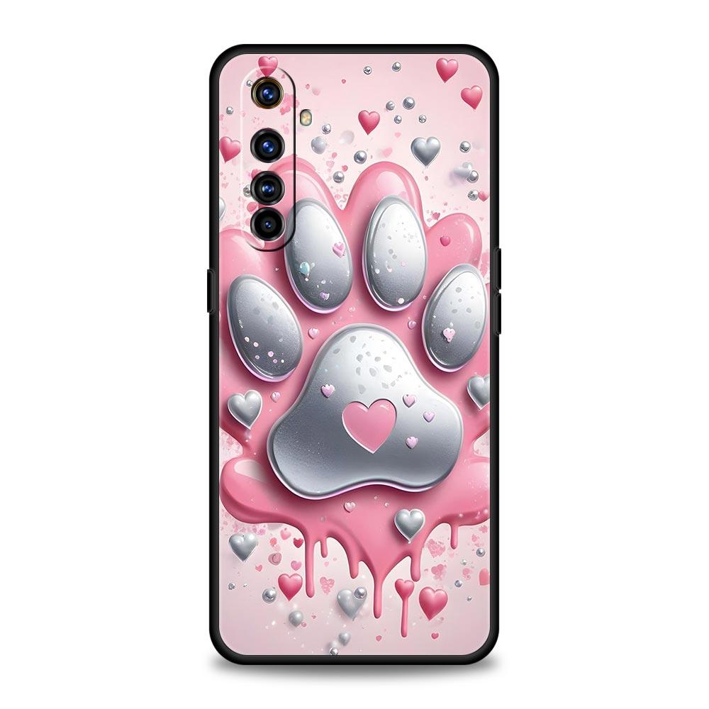 Чехол с эстетикой отпечатка лапы для Realme C67 C63 C55 C53 C35 C25 C21 GT 2 3 5 6 10 11 12 13 Pro Plus 5G Мягкий ТПУ Чехол для телефона Сумки