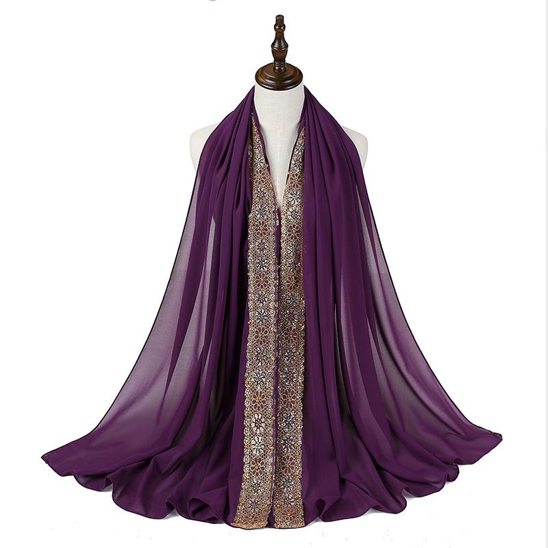 Женский Мусульманский Кружевной Пузырчатый Шифоновый Хиджаб Платок Foulard Femme Musulman Исламские Платки на Голову Арабские Головные Уборы