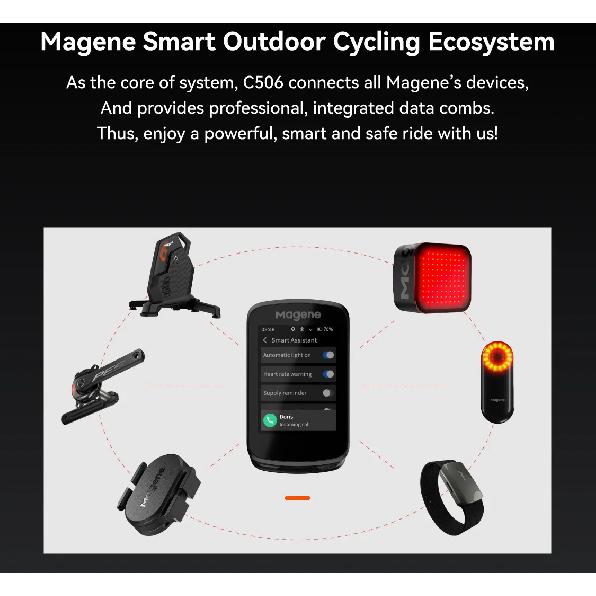 Велокомпьютер Magene C506 SE с GPS, Навигацией, WiFi, Спидометром, Цифровым Секундомером, 2.4-дюймовым Одометром, Bluetooth, Ant+, Для Помещений