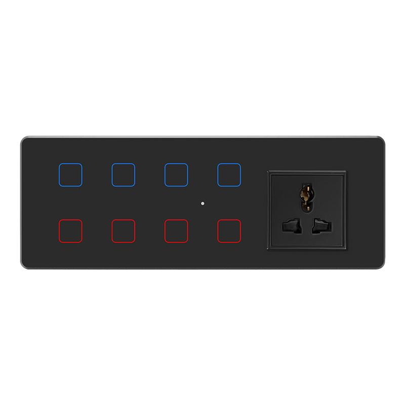 For Tuya Smart WiFi Glass Touch Panel with 4-Way Switch 10A Max. Current for Light Curtains Dimming Fan Control-Combi