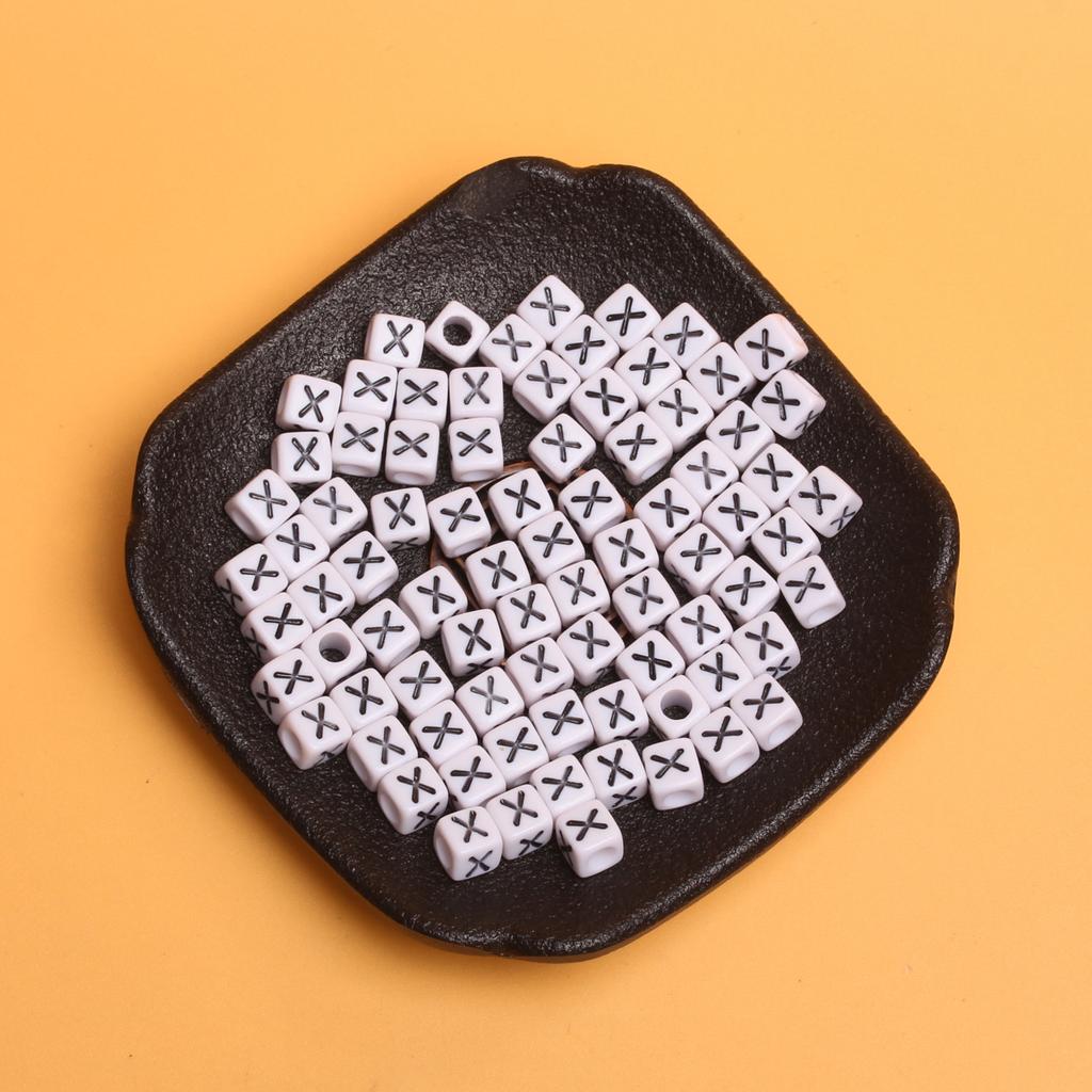 White Black Pendants Handcrafts Beading Material DIY 26 Letters Beads Bracelets Phone Chain 5.5mm Acrylic Big Hole Necklace DIY Jewelry Accessories