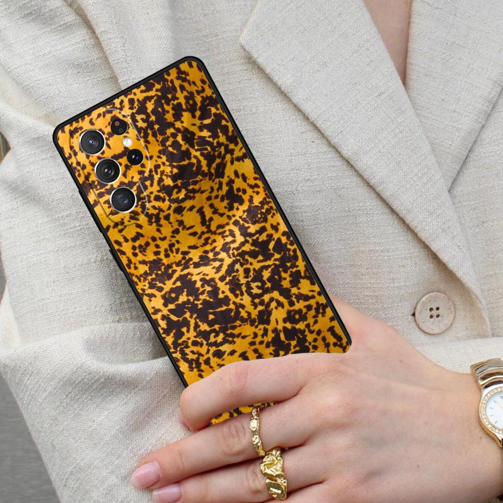 Tortoise Shell Pattern Marble Cell Phone Case for Samsung Galaxy S26 Ultra S25 S24 S23 S22 S21 S20 Note10 Cover