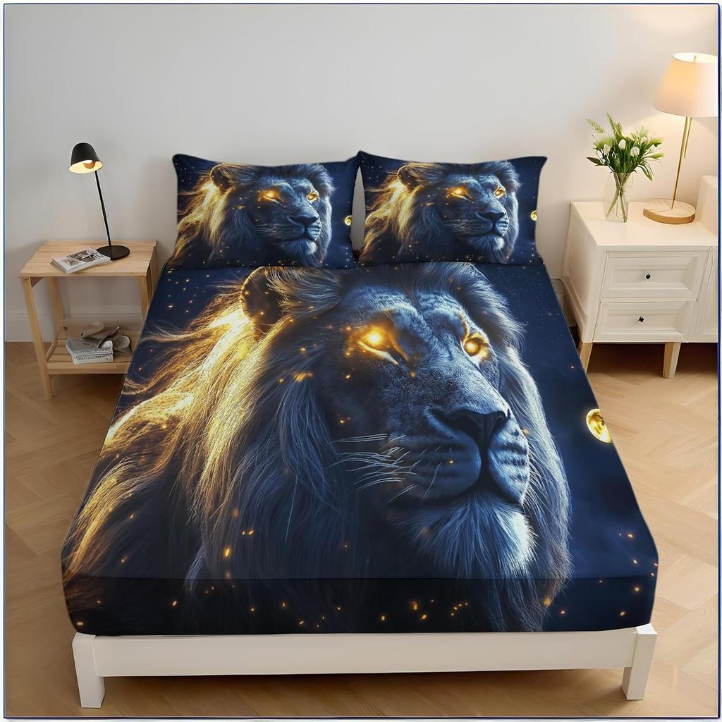 Детский комплект постельного белья с животными, мультяшный комплект простыней с принтом льва, детский для мальчиков и девочек, сафари, зоопарк, простыня на резинке, коллекция для спальни