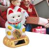 Gold & White Solar Waving Fortune Cat Ornament  Hotel Restaurant Display Piece