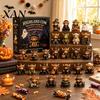 Halloween Ornament Set Highland Cow Advent Calendar, 24 Days Countdown Box Cute 3D Dolls with 24Pcs Figurines, Spooky Decorations Calendar