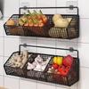 Wall Mounted Kitchen Storage Basket Onion Ginger Garlic Storage Frame Durable Wire Storage Rack Perforation-free Vegetables Case