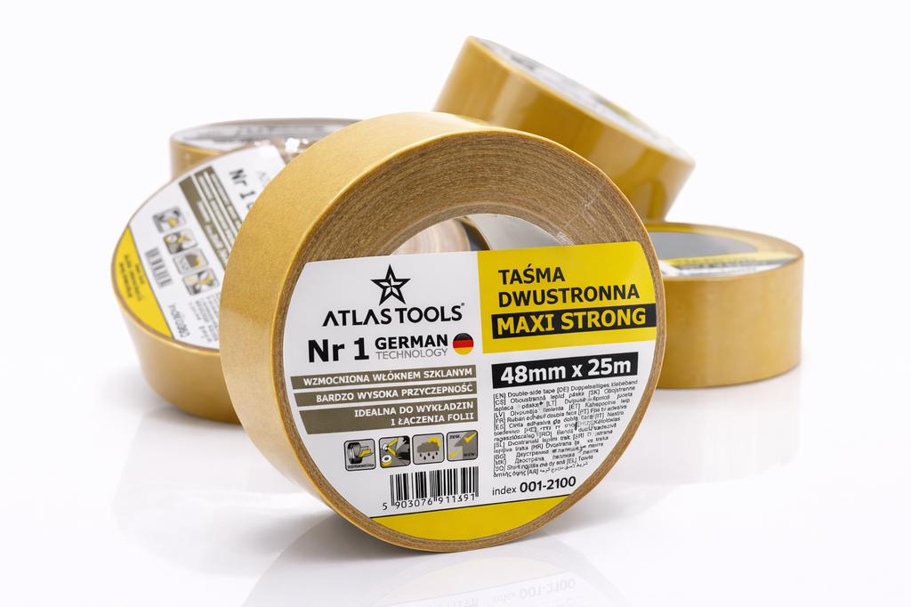 Atlas tools taśma monterska dwustronna wodoodporna wzmocniona mocna przyczepna 48mm/25m