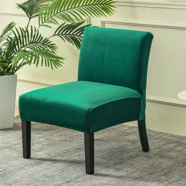 Velvet Armless Chair Cover Solid Single Sofa Slipcover Nordic Accent Stretch Chair Covers Elastic Cheap Couch Protector Cover