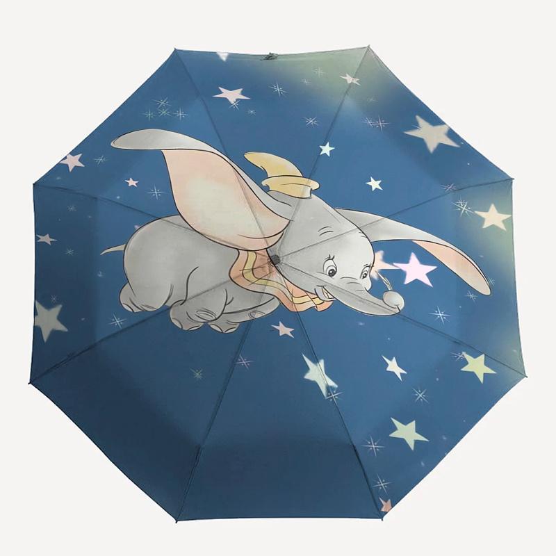 Elephant,Stars,Inspirational Theme Automatic Compact Folding Cute Umbrella - Portable and Durable, 8-Bone Iron Umbrella for All Weather07070