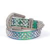 Sparkly Rhinestone Belt With Square Studs Punk Y2K Style Womens Fashion Waist Accessory PU Leather